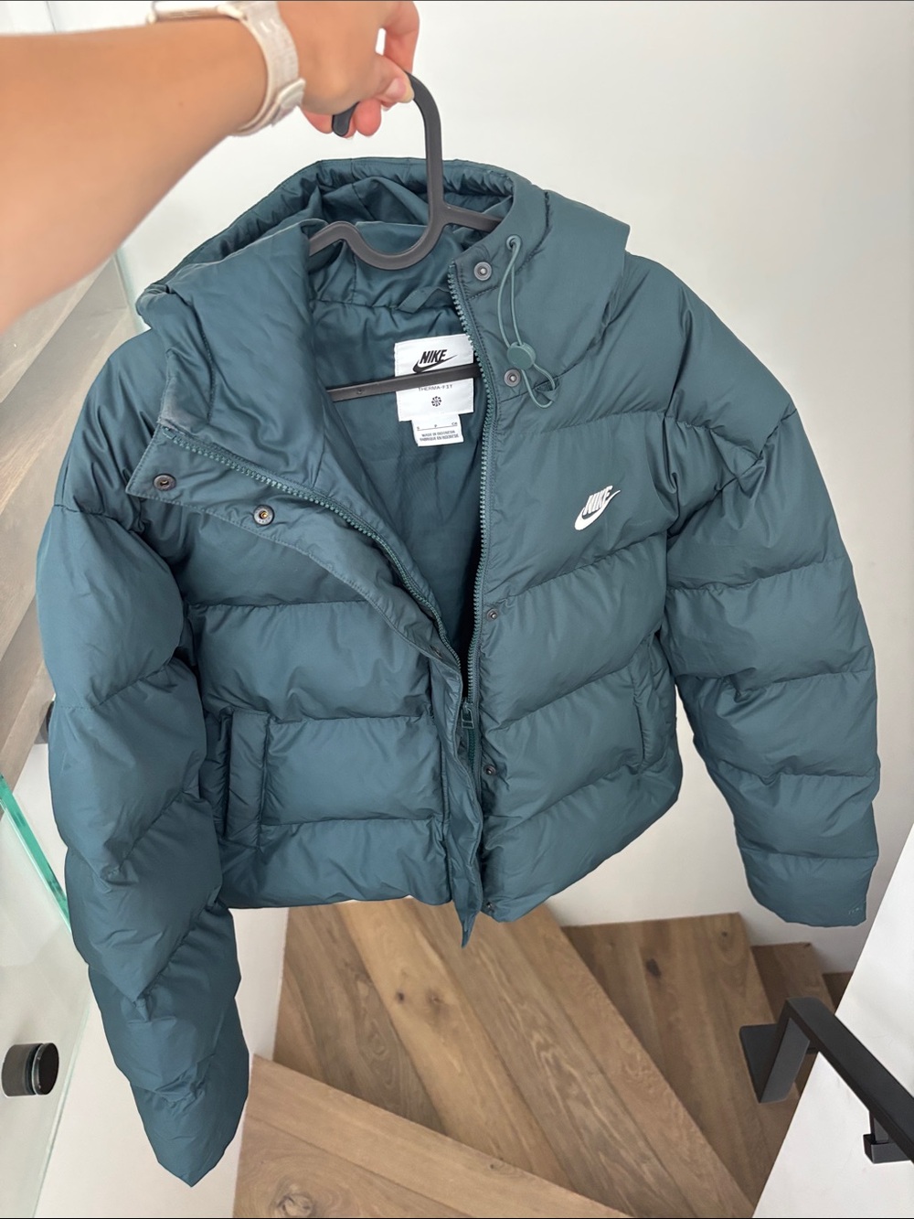 Nike Dark Teal Quilted Puffer Jacket with Hood